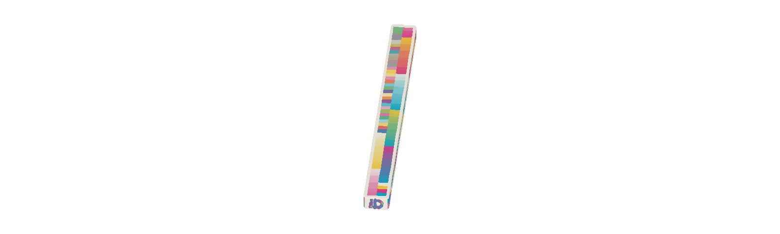 Quick Calibration Print with rounded corners, two rows of top recipes and two rows on each long side, without printed orientation markers
